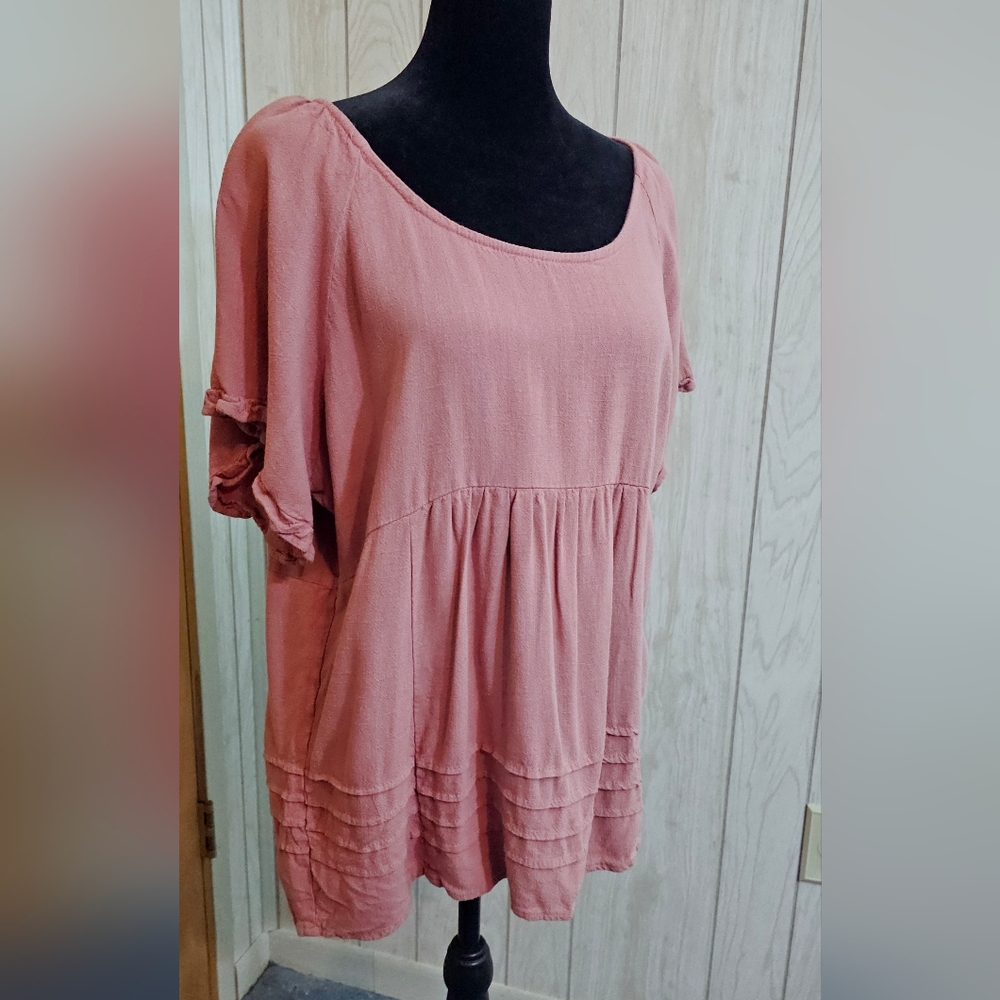 Umgee Pink Ruffle Sleeve Flowy Blouse - Picture 2 of 12